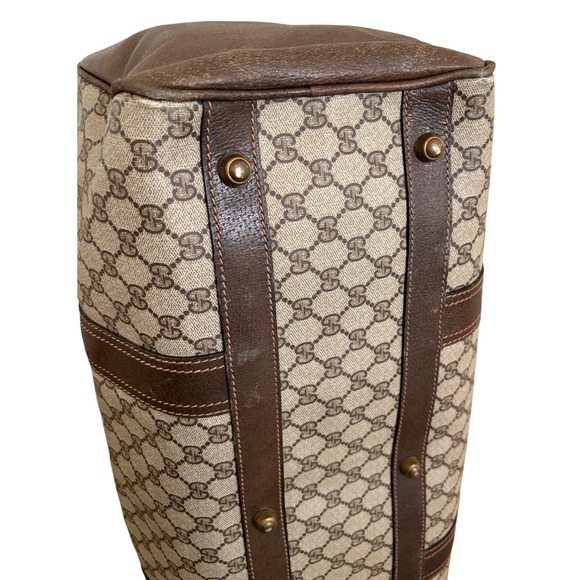 Gucci Vintage GG Supreme Boston Duffle Bag Brown Monogram Weekender Travel Bag - Picture 9 of 16